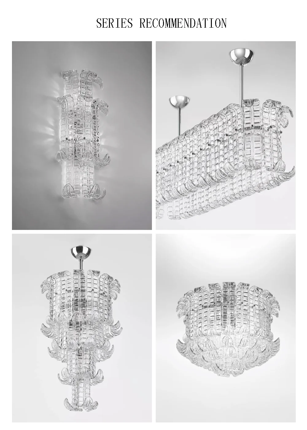 French American and Italian light luxury art decorative glass living room chandelier suspended restaurant chandelier