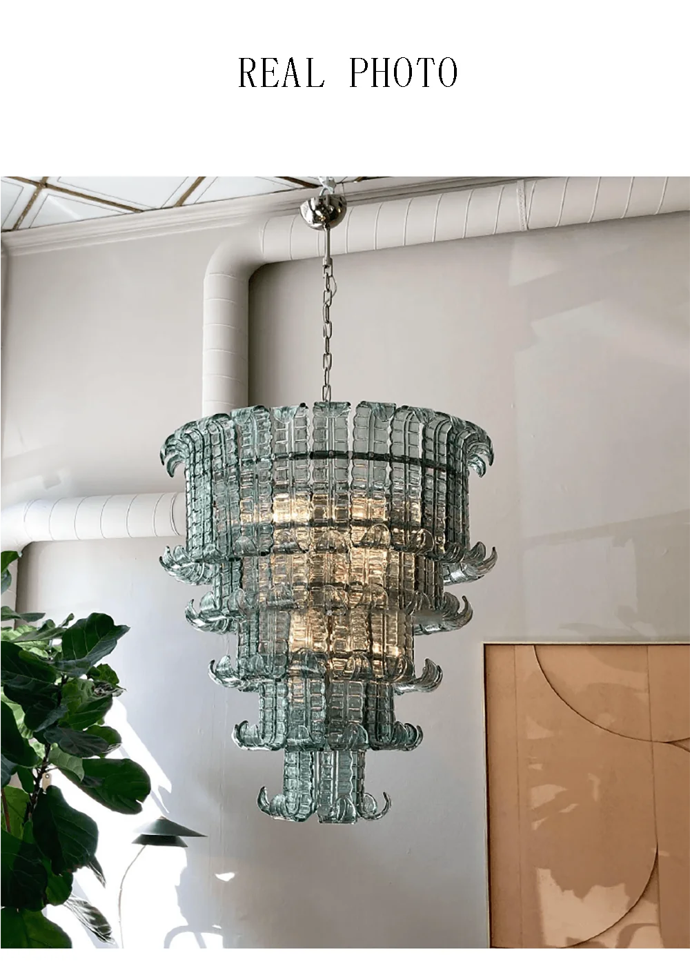French American and Italian light luxury art decorative glass living room chandelier suspended restaurant chandelier