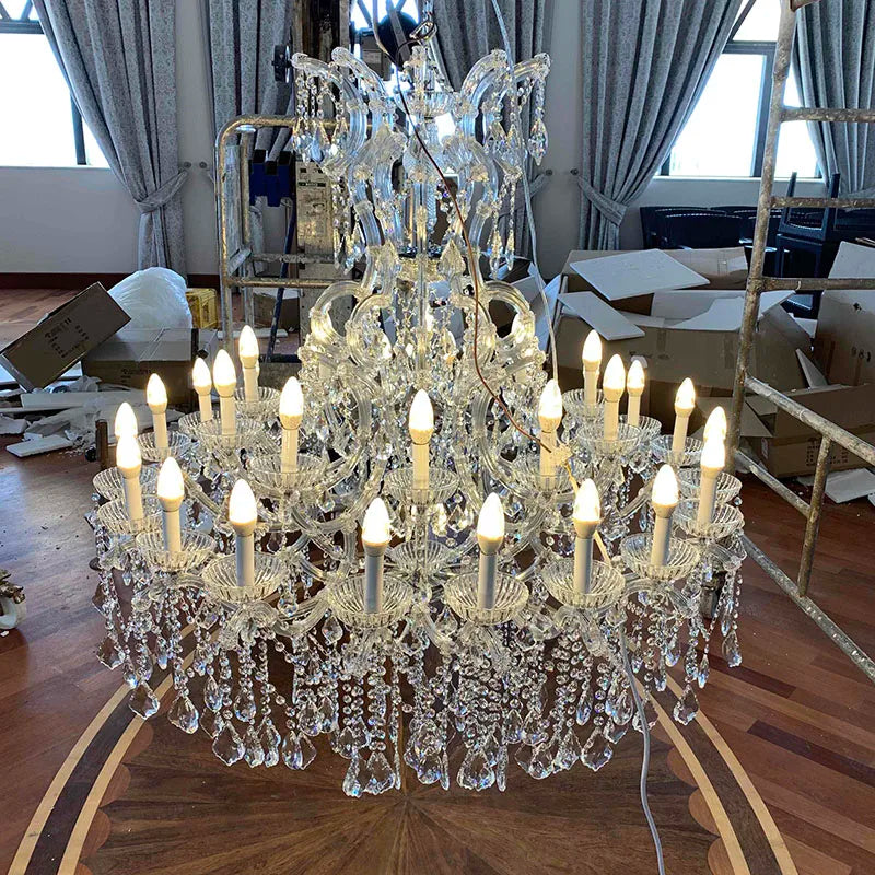 Maria Theresa Crystal chandelier for foyer lobby hallway Gold hanging Lamp home decor large cristal lamp Staircase Ceiling light