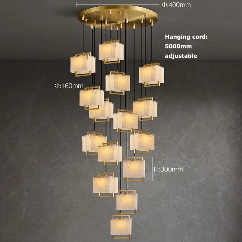 Hot Modern Italian Style Spanish Imported Marble Chandelier 2025 Round Rectangle Pendant Lamp Ceiling Light for Restaurant