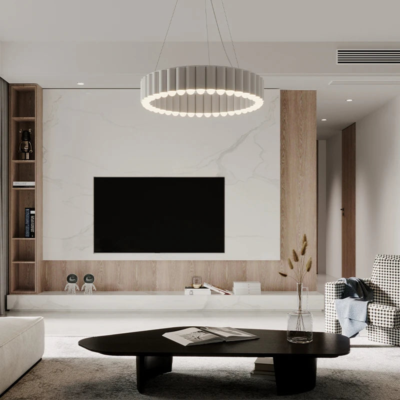 Modern Scandinavian Gold Ring Pendant Light for Guest Bedroom Dining Room Chandelier Indoor Gloss Hanging Lighting Designer