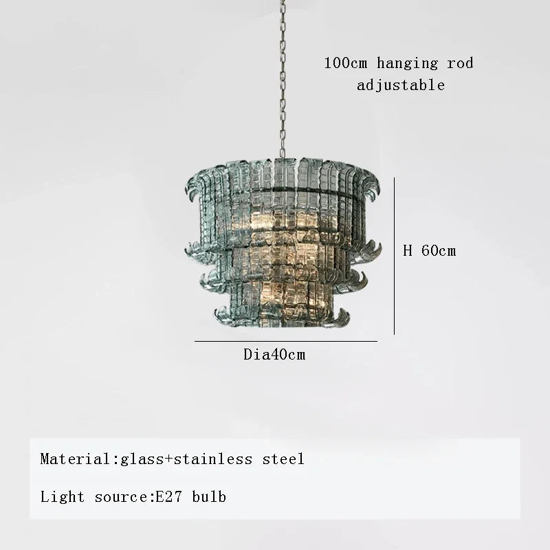 French American and Italian light luxury art decorative glass living room chandelier suspended restaurant chandelier
