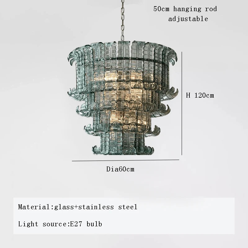 French American and Italian light luxury art decorative glass living room chandelier suspended restaurant chandelier