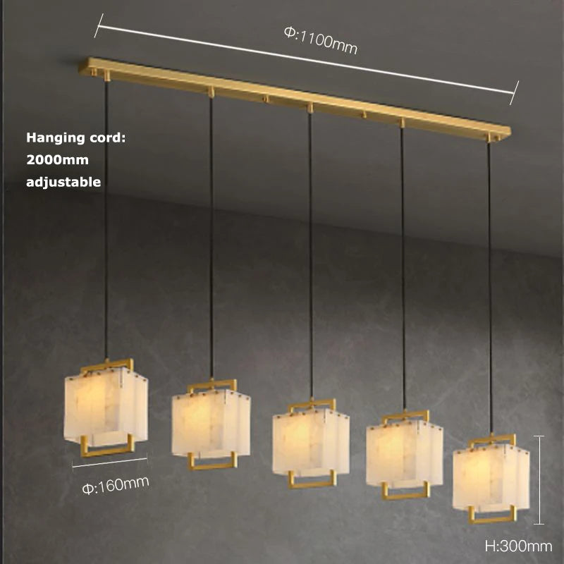 Hot Modern Italian Style Spanish Imported Marble Chandelier 2025 Round Rectangle Pendant Lamp Ceiling Light for Restaurant