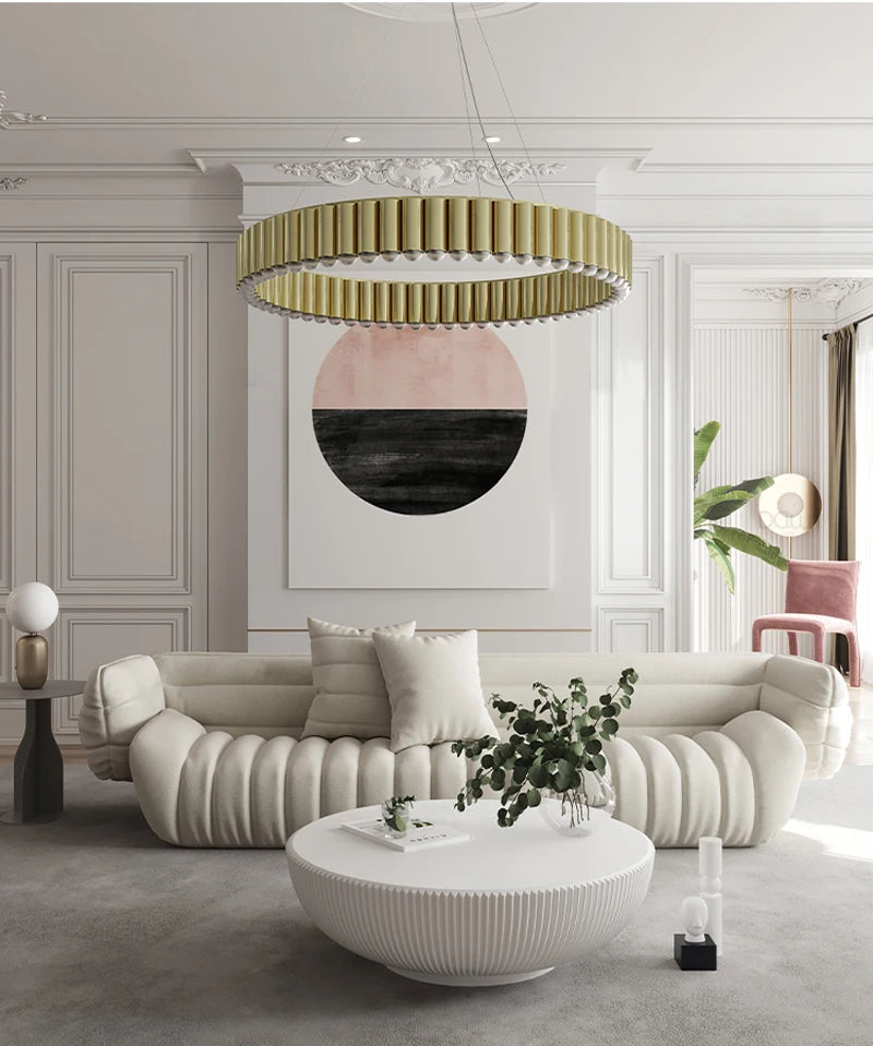 Modern Scandinavian Gold Ring Pendant Light for Guest Bedroom Dining Room Chandelier Indoor Gloss Hanging Lighting Designer