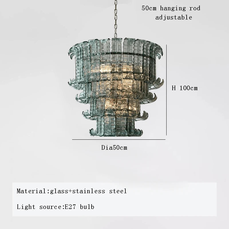 French American and Italian light luxury art decorative glass living room chandelier suspended restaurant chandelier