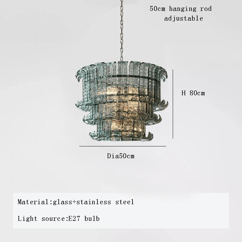 French American and Italian light luxury art decorative glass living room chandelier suspended restaurant chandelier