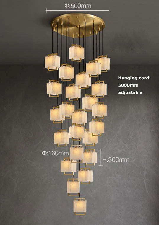 Hot Modern Italian Style Spanish Imported Marble Chandelier 2025 Round Rectangle Pendant Lamp Ceiling Light for Restaurant