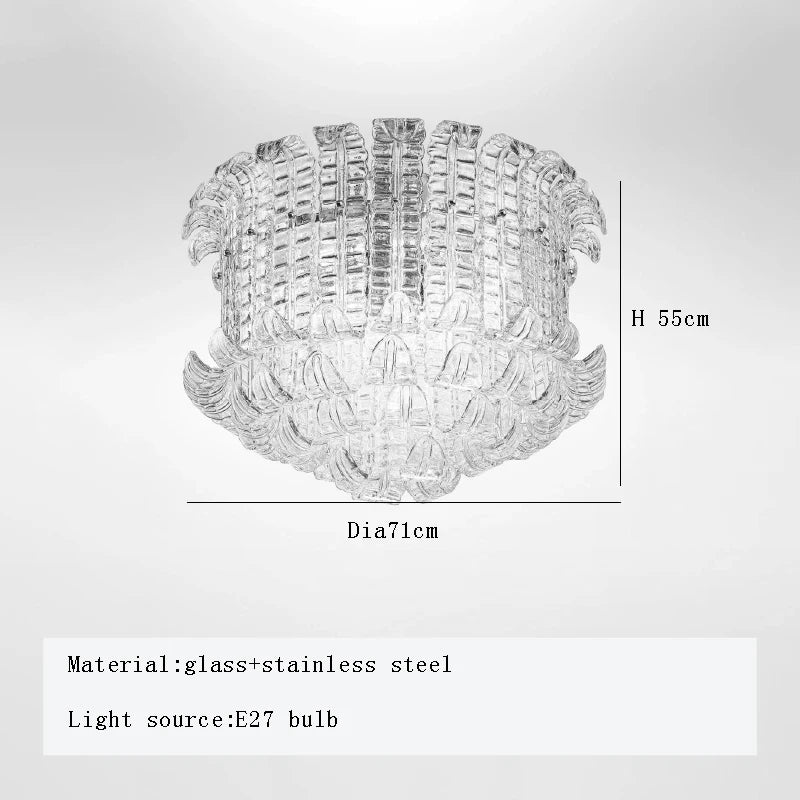 French American and Italian light luxury art decorative glass living room chandelier suspended restaurant chandelier