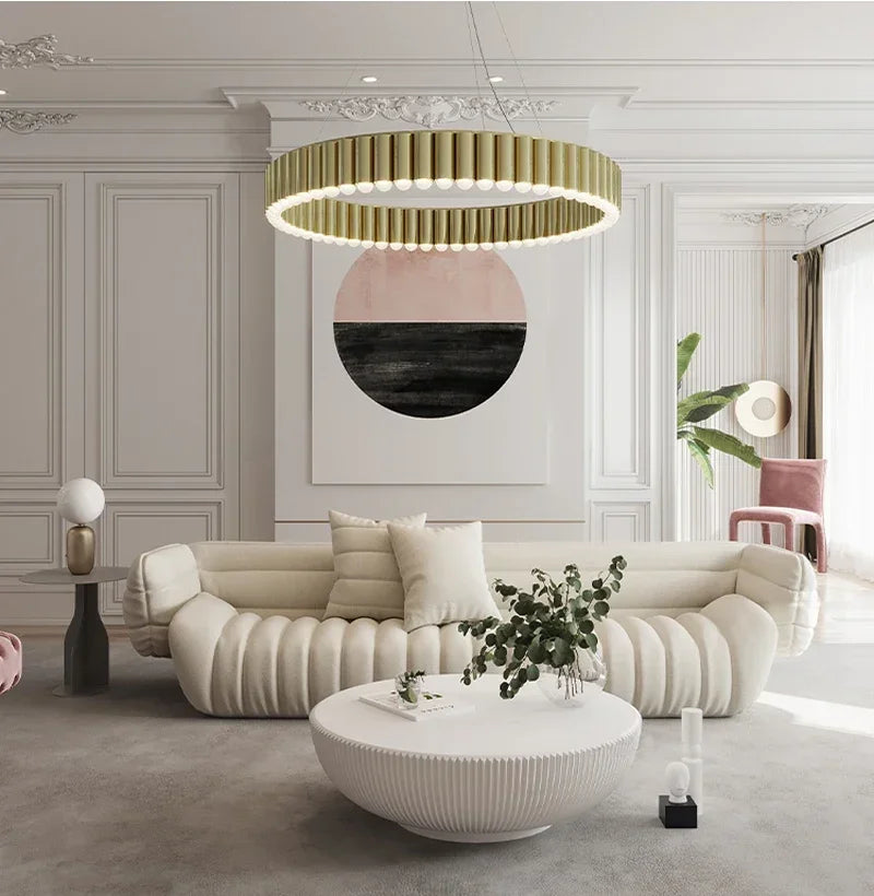 Modern Scandinavian Gold Ring Pendant Light for Guest Bedroom Dining Room Chandelier Indoor Gloss Hanging Lighting Designer