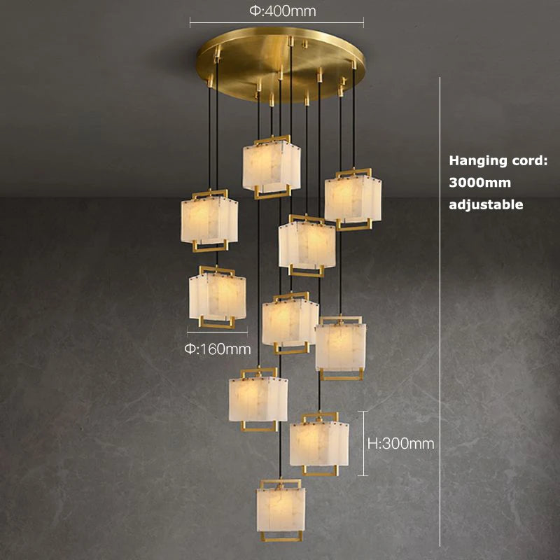 Hot Modern Italian Style Spanish Imported Marble Chandelier 2025 Round Rectangle Pendant Lamp Ceiling Light for Restaurant