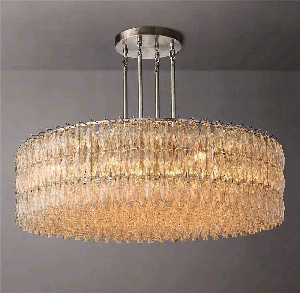 LED American Chrome Black Brass 2025 Chandelier Lighting Hanging Lamps Lustre Suspension Luminaire Lampen For Dinning Room