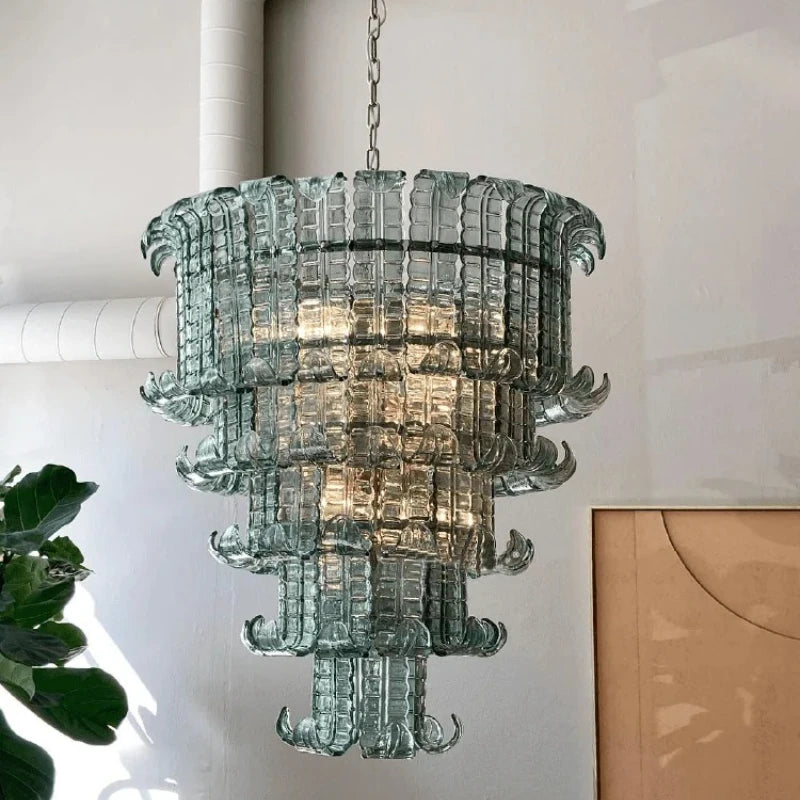 French American and Italian light luxury art decorative glass living room chandelier suspended restaurant chandelier