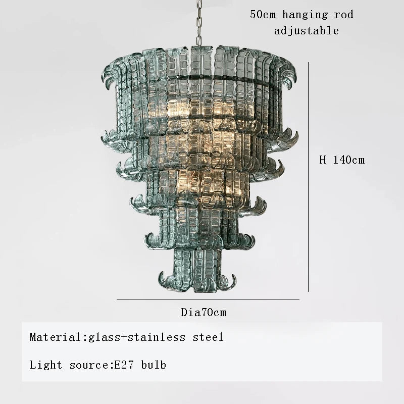 French American and Italian light luxury art decorative glass living room chandelier suspended restaurant chandelier