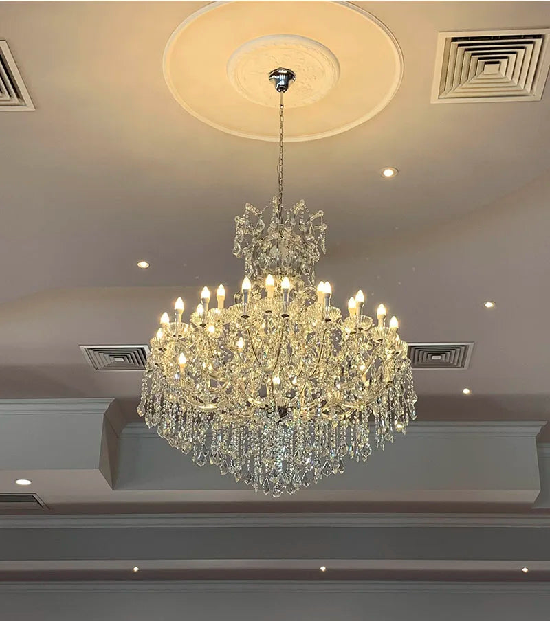 Maria Theresa Crystal chandelier for foyer lobby hallway Gold hanging Lamp home decor large cristal lamp Staircase Ceiling light
