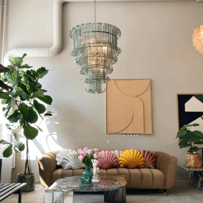 French American and Italian light luxury art decorative glass living room chandelier suspended restaurant chandelier