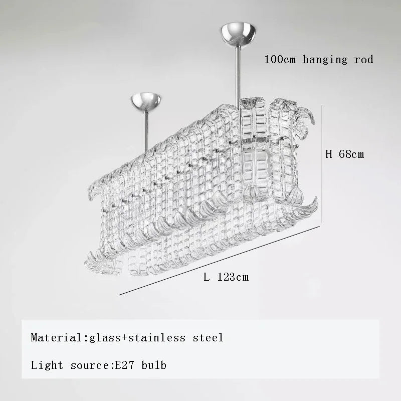 French American and Italian light luxury art decorative glass living room chandelier suspended restaurant chandelier