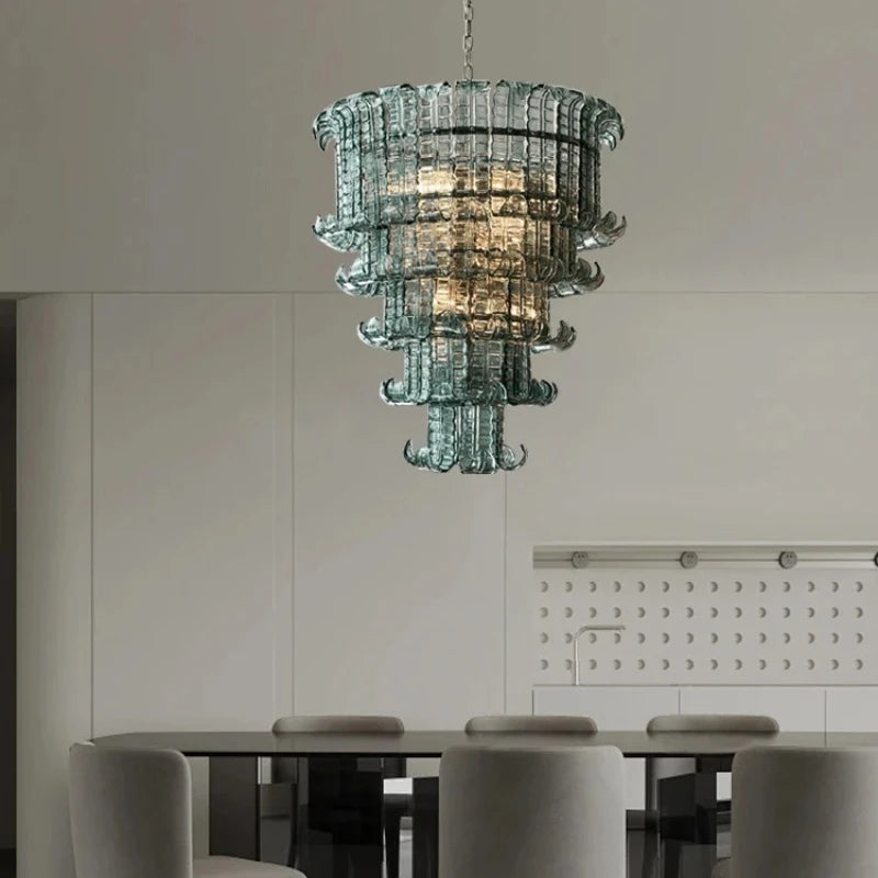 French American and Italian light luxury art decorative glass living room chandelier suspended restaurant chandelier