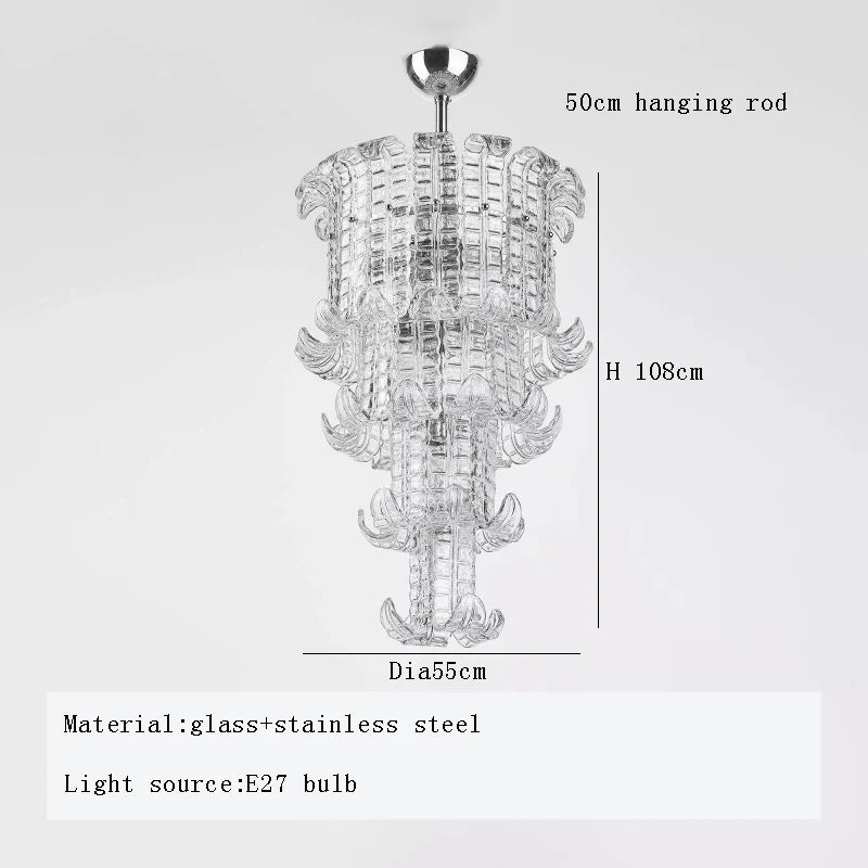 French American and Italian light luxury art decorative glass living room chandelier suspended restaurant chandelier