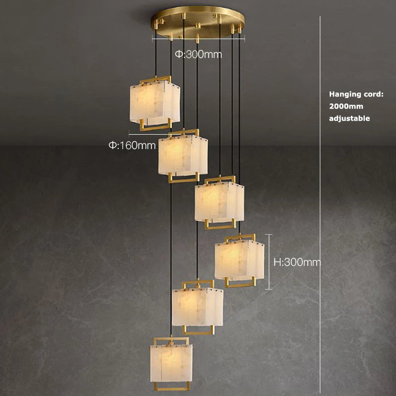 Hot Modern Italian Style Spanish Imported Marble Chandelier 2025 Round Rectangle Pendant Lamp Ceiling Light for Restaurant