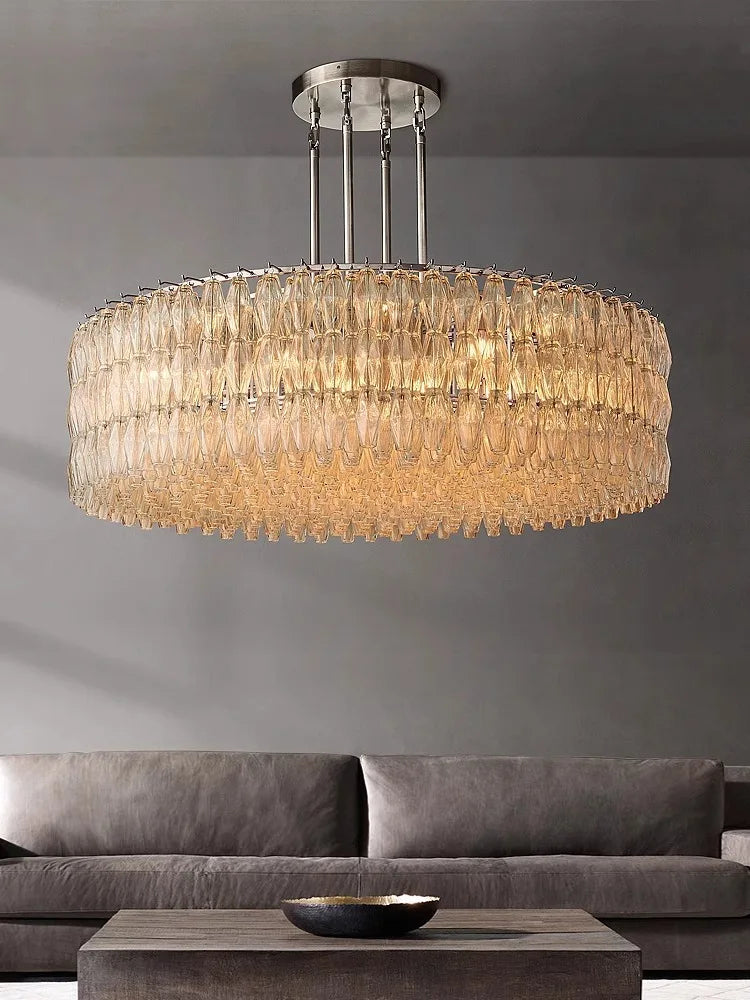 LED American Chrome Black Brass 2025 Chandelier Lighting Hanging Lamps Lustre Suspension Luminaire Lampen For Dinning Room