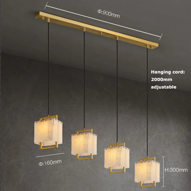 Hot Modern Italian Style Spanish Imported Marble Chandelier 2025 Round Rectangle Pendant Lamp Ceiling Light for Restaurant