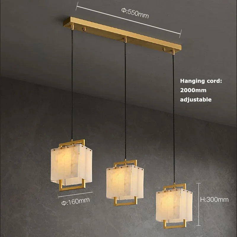 Hot Modern Italian Style Spanish Imported Marble Chandelier 2025 Round Rectangle Pendant Lamp Ceiling Light for Restaurant