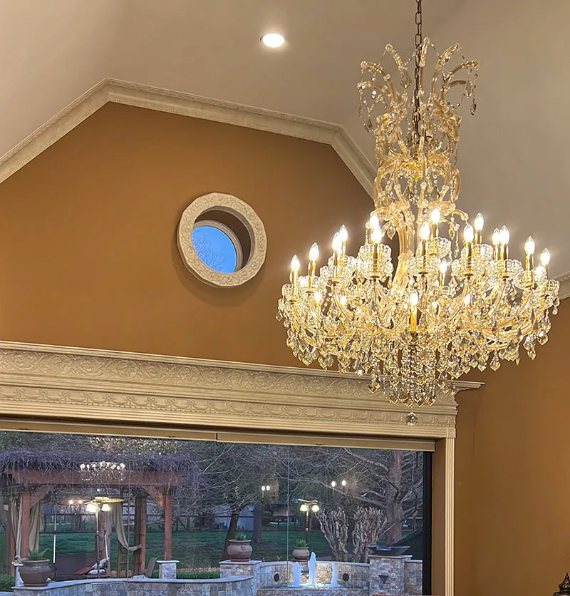 Maria Theresa Crystal chandelier for foyer lobby hallway Gold hanging Lamp home decor large cristal lamp Staircase Ceiling light