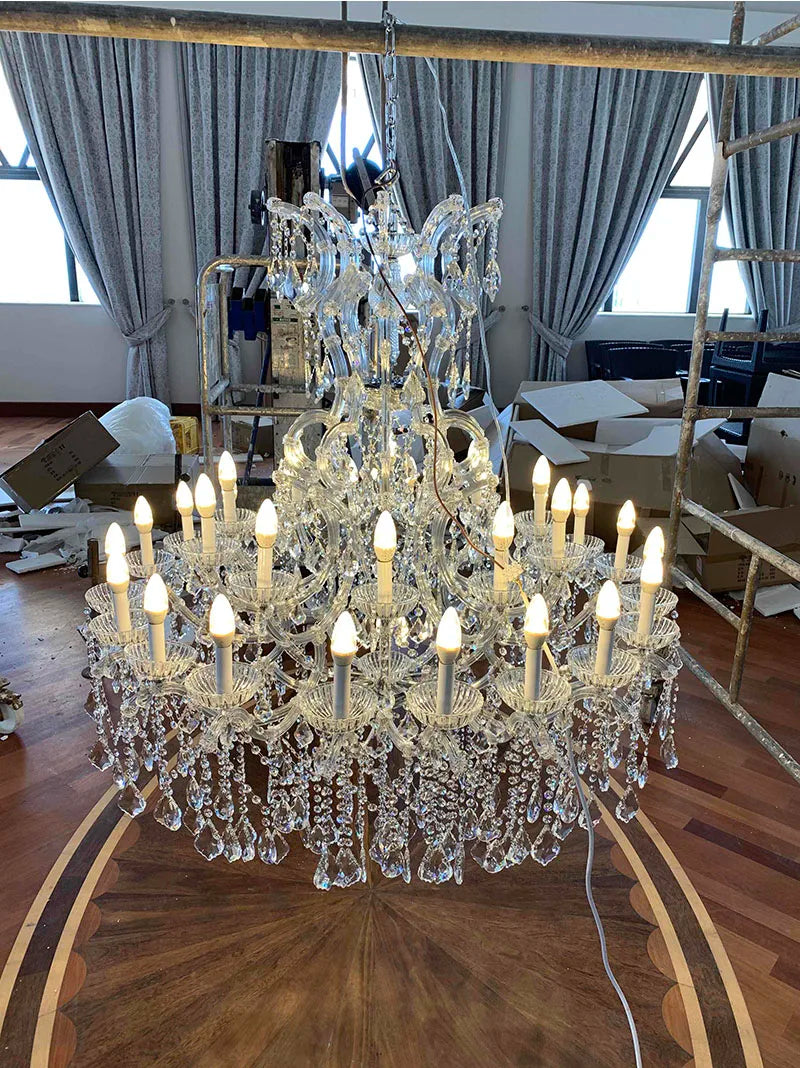 Maria Theresa Crystal chandelier for foyer lobby hallway Gold hanging Lamp home decor large cristal lamp Staircase Ceiling light