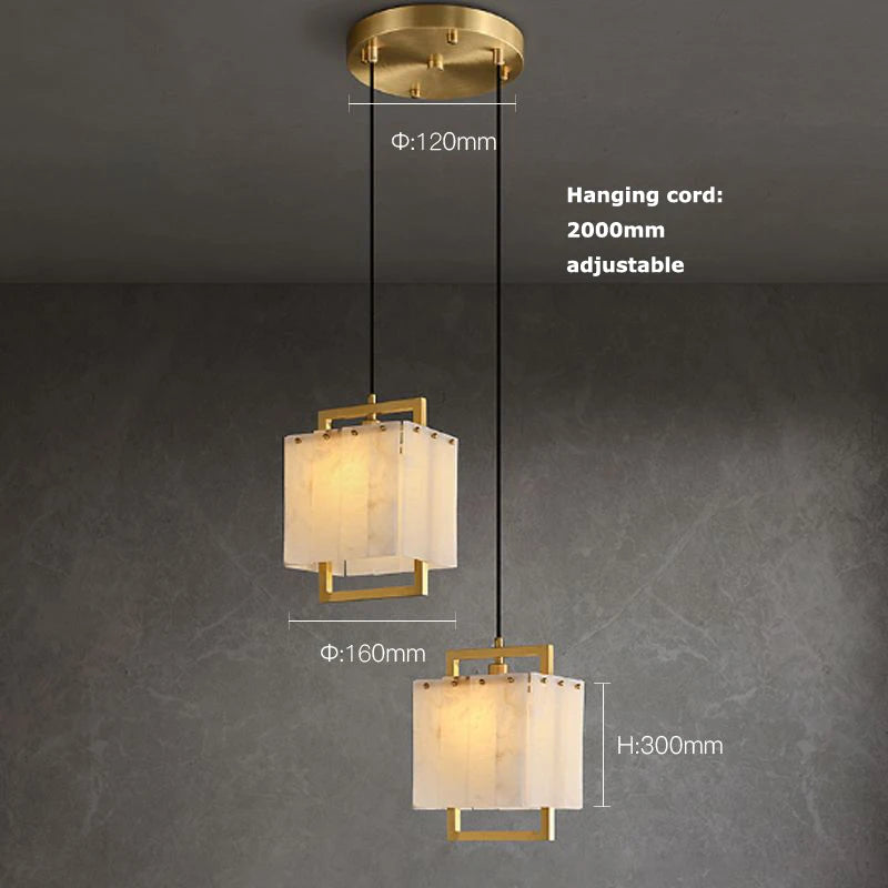 Hot Modern Italian Style Spanish Imported Marble Chandelier 2025 Round Rectangle Pendant Lamp Ceiling Light for Restaurant